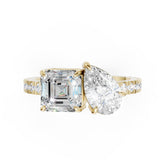 You And Me Asscher and Pear Diamond Ring