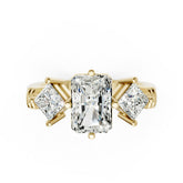 Radiant Cut and Princess Cut Diamond Three-Stone Ring