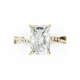 Radiant Cut Diamond Twisted Anniversary Ring With Pave Band