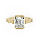 Emerald Cut Bezel Solitaire Lab Diamond Wedding Ring