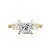 Three-Stone Princess Cut Diamond With Filigree Infinity Band Ring