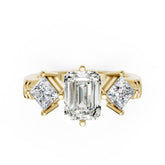Emerald Cut and Princess Cut Diamond Three-Stone Ring