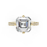 Elegant Asscher Cut Diamond Ring with Delicate Pavé Band