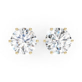 Round Cut Lab Diamond Six Prong Crown Stud Earrings