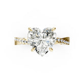 Heart Cut Diamond Twisted Anniversary Ring With Pave Band