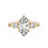 Three-Stone Marquise Cut Diamond With Filigree Infinity Band Ring