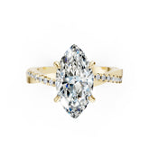 Marquise Cut Diamond Twisted Anniversary Ring With Pave Band