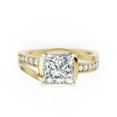 Princess Accented Bypass Lab Diamond Engagement Ring