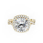 Cushion Cut Diamond Halo with Twisted Pave Ring