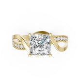 Princess Cut Diamond Bypass With Ribbon Wrap Set Ring