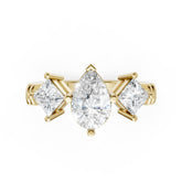 Pear Cut and Princess Cut Diamond Three-Stone Ring