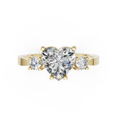 Three-Stone Heart Cut Diamond With Filigree Infinity Band Ring