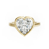Bezel Set Heart Brilliant Solitaire Diamond Hidden Halo Engagement Ring