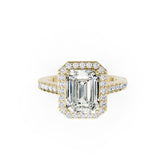 Emerald Center Stone with Classic Halo Pave Ring