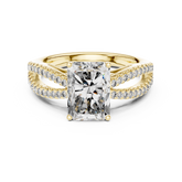Radiant Cut Diamond Engagement Ring With Pave Criss Cross Band