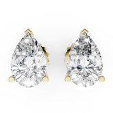 Pear Cut Diamond Stud Earrings in Scalloped Basket Setting