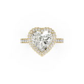Heart Diamond Halo Pave Set Ring