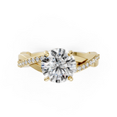 Round Cut Diamond Pave Set Criss-Cross Ring