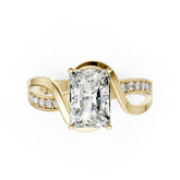 Radiant Cut Diamond Bypass With Ribbon Wrap Set Ring