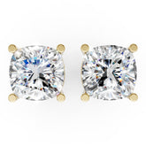 Cushion Cut Diamond Stud Earrings in Scalloped Basket Setting