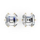 Asscher Cut Lab Diamond Six Prong Crown Stud Earrings