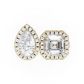 You And Me Pear And Asscher Diamond Cathedral Shank Ring