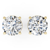 Round Cut Diamond Stud Earrings in Scalloped Basket Setting