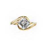 Asscher Diamond Bypass Shank Ring