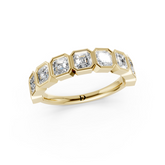 Bezel Set Asscher Diamond Half Eternity Band
