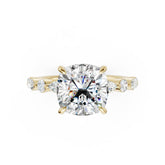 Cushion Cut Diamond Alternating Round And Marquise Engagement Ring