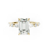 Emerald Cut Diamond Alternating Round And Marquise Engagement Ring
