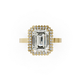Emerald Diamond Double Halo Ring