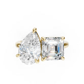 Toi et Moi Pear And Asscher Cut Engagement Ring