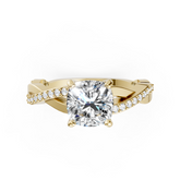 Cushion Cut Diamond Pave Set Criss-Cross Ring