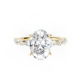 Oval Cut Diamond Alternating Round And Marquise Engagement Ring