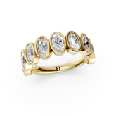Bezel Set Oval Diamond Half Eternity Band