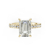 Emerald Diamond With Hidden Halo Anniversary Ring