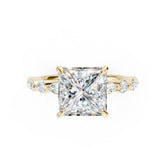 Princess Cut Diamond Alternating Round And Marquise Engagement Ring