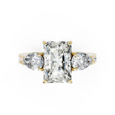 Radiant Cut Lab Grown Diamond Three Stone Engagement Ring