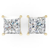Princess Cut Diamond Stud Earrings in Scalloped Basket Setting