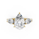 Pear Cut Lab Grown Diamond Three Stone Engagement Ring
