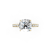 Cushion Cut Hidden Halo Pave Set Ring