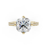Elegant Cushion Cut Diamond Ring with Delicate Pavé Band