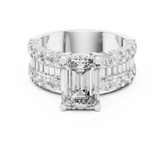 Emerald Cut Wide Triple-Row Diamond Ring