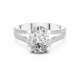 Oval Cut Split Shank Pave Anniversary Ring