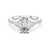 Oval Cut Lab Grown Diamond Three Stone Trillion Ring