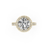 Round Diamond Halo Pave Set Ring