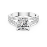 Cushion Cut Split Shank Pave Anniversary Ring