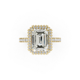 Emerald Diamond Halo Pave Set Ring