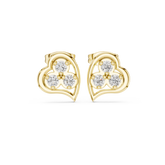 Three-Stone Open Heart Round Diamond Studs Earring